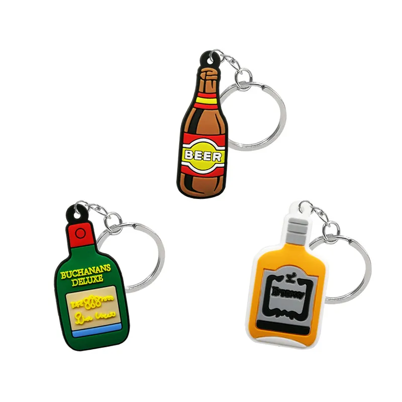 custom rubber beer keychain
